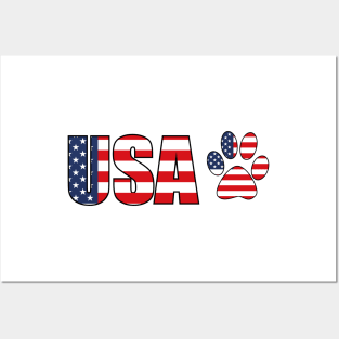 USA flag Dog Paw Posters and Art